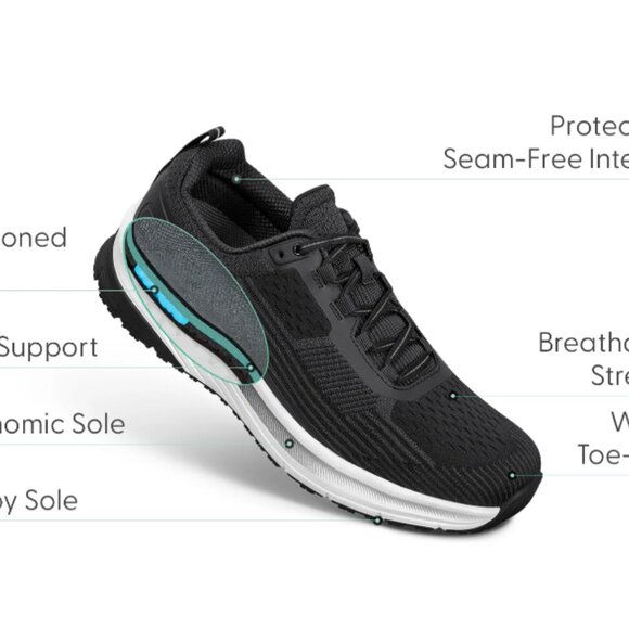 Orthofeet Men\'s Race Athletic Sneakers Black main image 6